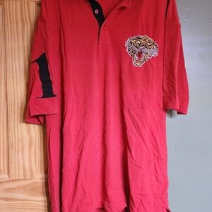 Ed Hardy Red Polo with Embroidered Tiger